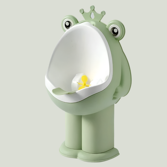 Children's potty with frog design on a neutral background